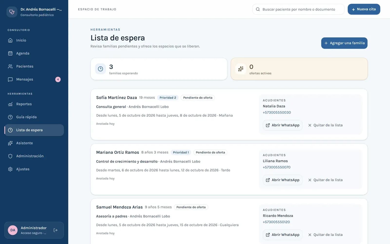 Sitio web y sistema de agendamiento para consultorio pediátrico — Dr. Andrés Bornacelli: imagen 7 de 9
