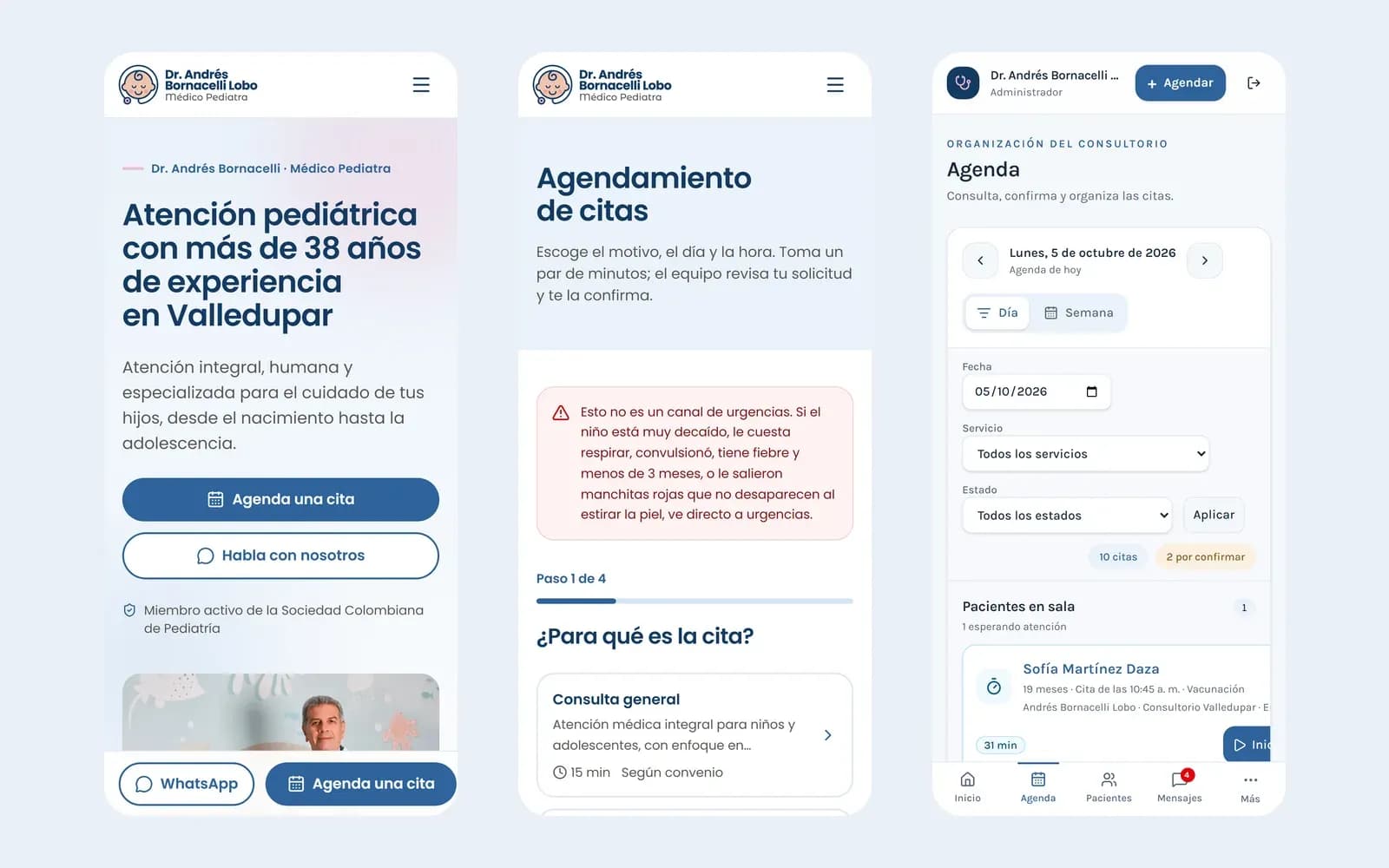 Sitio web y sistema de agendamiento para consultorio pediátrico — Dr. Andrés Bornacelli: imagen 9 de 9